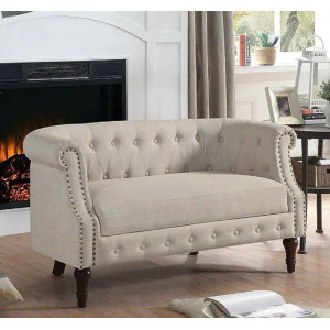 QH23 : Ghế Sofa Viền Đinh Tán - Màu Kem